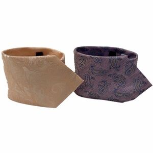 ZENXUS 64” Extra Long Paisley Ties for Men, Purple and Peach, Big and Tall, Qty2